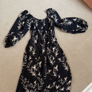 La Ligne Silk Black Floral Women's Dress